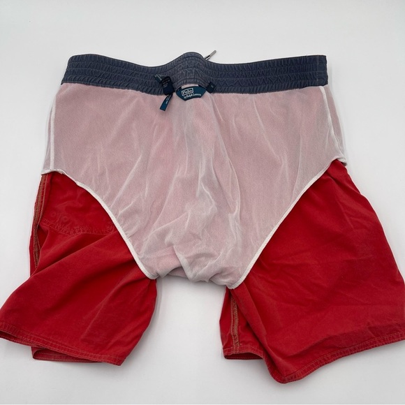 VTG Polo Ralph Lauren Mens Large Red Swim Trunks Board Short Big Pony Mesh Lined - Picture 9 of 10
